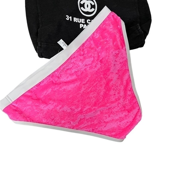 BASTA Crushed Florescent Pink Velvet High Leg Swim Bottoms - Picture 4 of 6